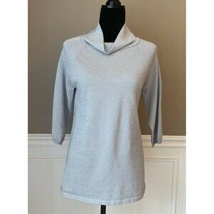 Josephine Womens Petite Medium Gray/ Silver Shimmer Rayon Nylon Sweater